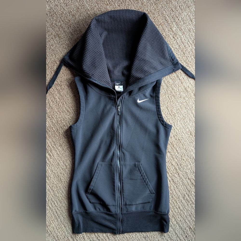 Nike Training Running Vest Fleece Womens Funnel Neck Cowl Neck Black